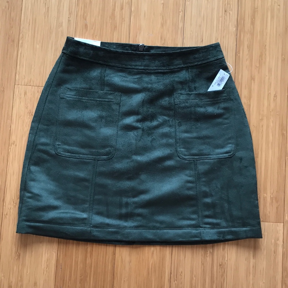 Olive suede mini skirt